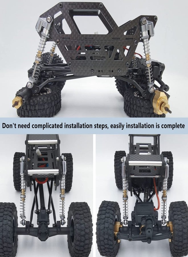 MORLORDY 4Pcs Aluminum Alloy RC Shock 53mm Adjustable Shocks Absorber Dampers Threaded Shock Bodies for 1/24 RC Crawler Car SCX24 Shocks 53mm Upgrades Accessories, Black and Silver - Image 3